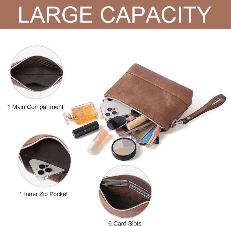 CLUCI Wristlet Wallet for Women Large Capacity Leather Clutch Purse Slim Ladies Travel Credit Card Holder Phone Organizer - Image 4